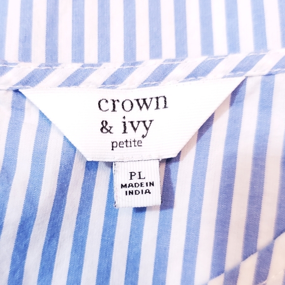 Crown & Ivy Cotton Striped Seahorse Embroidered Top - Picture 8 of 9